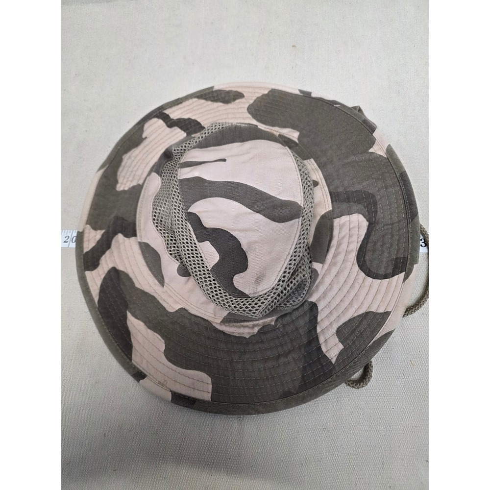 Unbranded Camo Boonie Hat with Neck Flap Mesh Vents Adjustable Chin Strap Size L